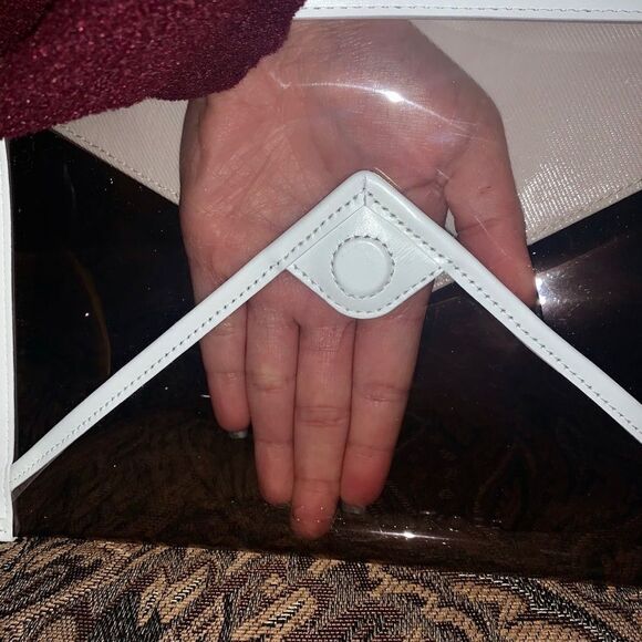 REBECCA MINKOFF Leo Leather White and Clear Clutch REBECCA MINKOFF Leo Clutch - Picture 6 of 6